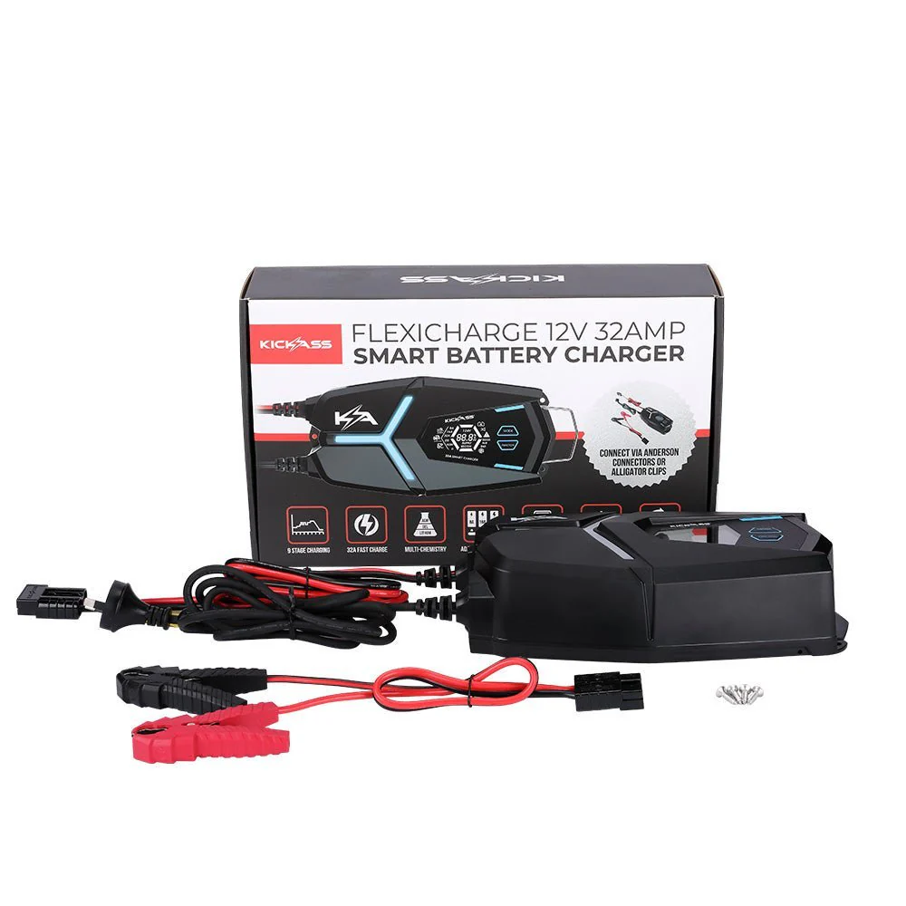 KickAss Twin 12V 170Ah Slimline Deep Cycle AGM Battery Bundle with 32A Charger & Linking Cables - 340Ah Total Capacity - Image 2