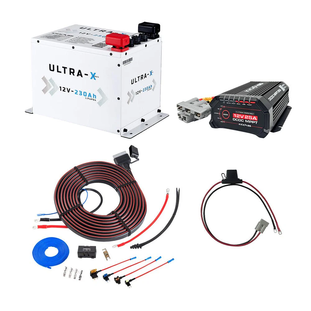 KickAss 230Ah Compact Arctic White Lithium Dual Battery Kit with 40A DCDC Charger and Wiring Kit