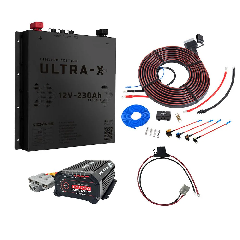 KickAss 230Ah Slimline Black Edition Lithium Dual Battery Kit with 40A DCDC Charger and Wiring Kit