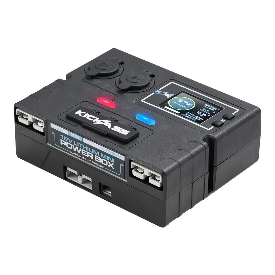 KickAss 230Ah Slimline Lithium Arctic White Complete Dual Battery Kit with 40A DCDC Charger with Bluetooth, 12V Control Box and Battery Monitor, Plug - Image 4