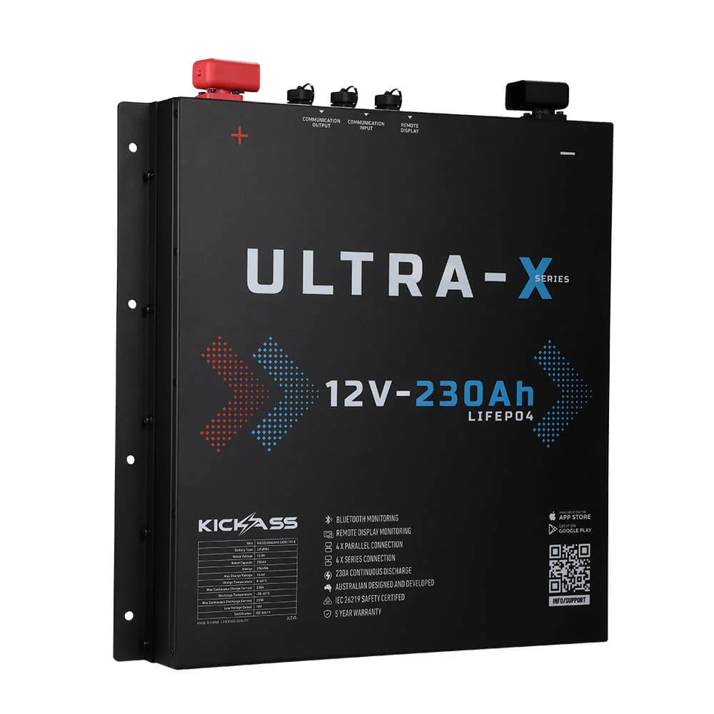 KickAss 230Ah Slimline Lithium Dual Battery Kit with 40A DCDC Charger and Wiring Kit - Image 2