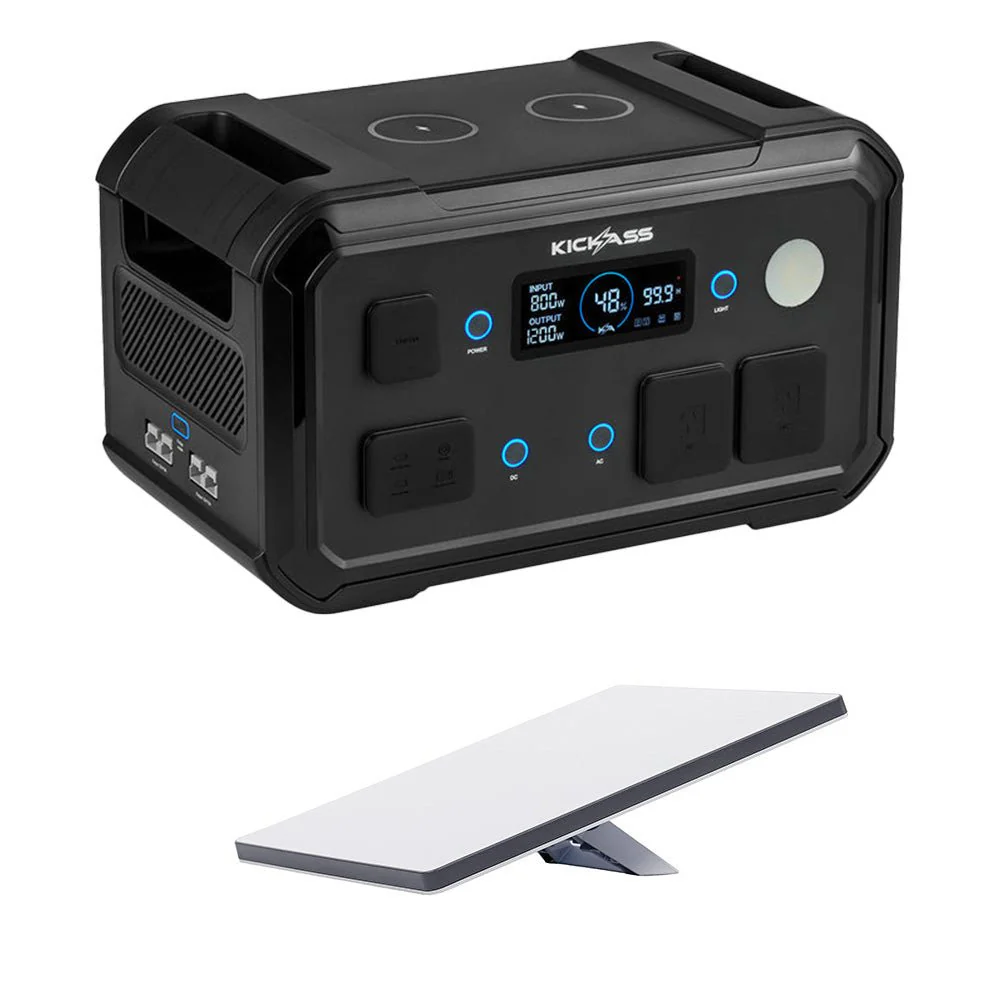 KickAss KickCharge 1200 LiFePO4 Power Station MKII Bundle with Starlink Mini and DC Power Cable