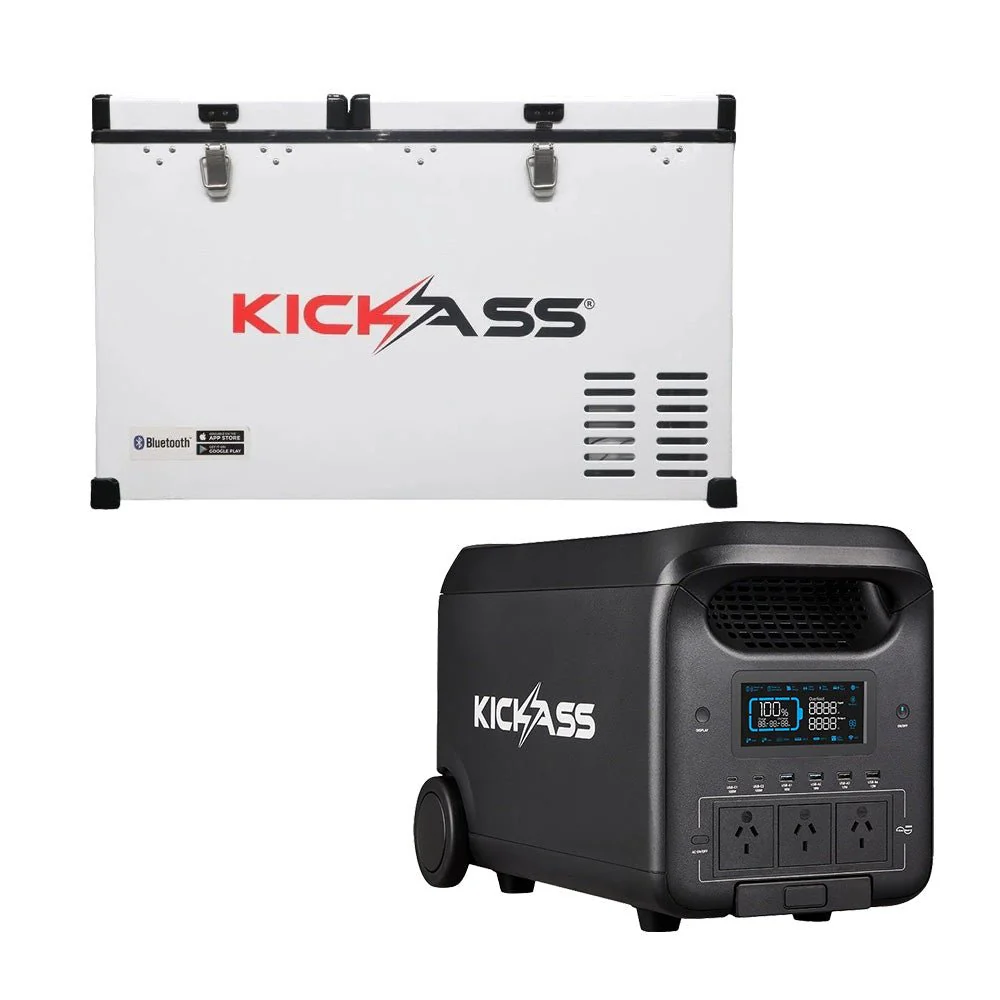 KickAss KickCharge 3000 Lithium Power Station & Portable 12V Fridge/Freezer Bundle