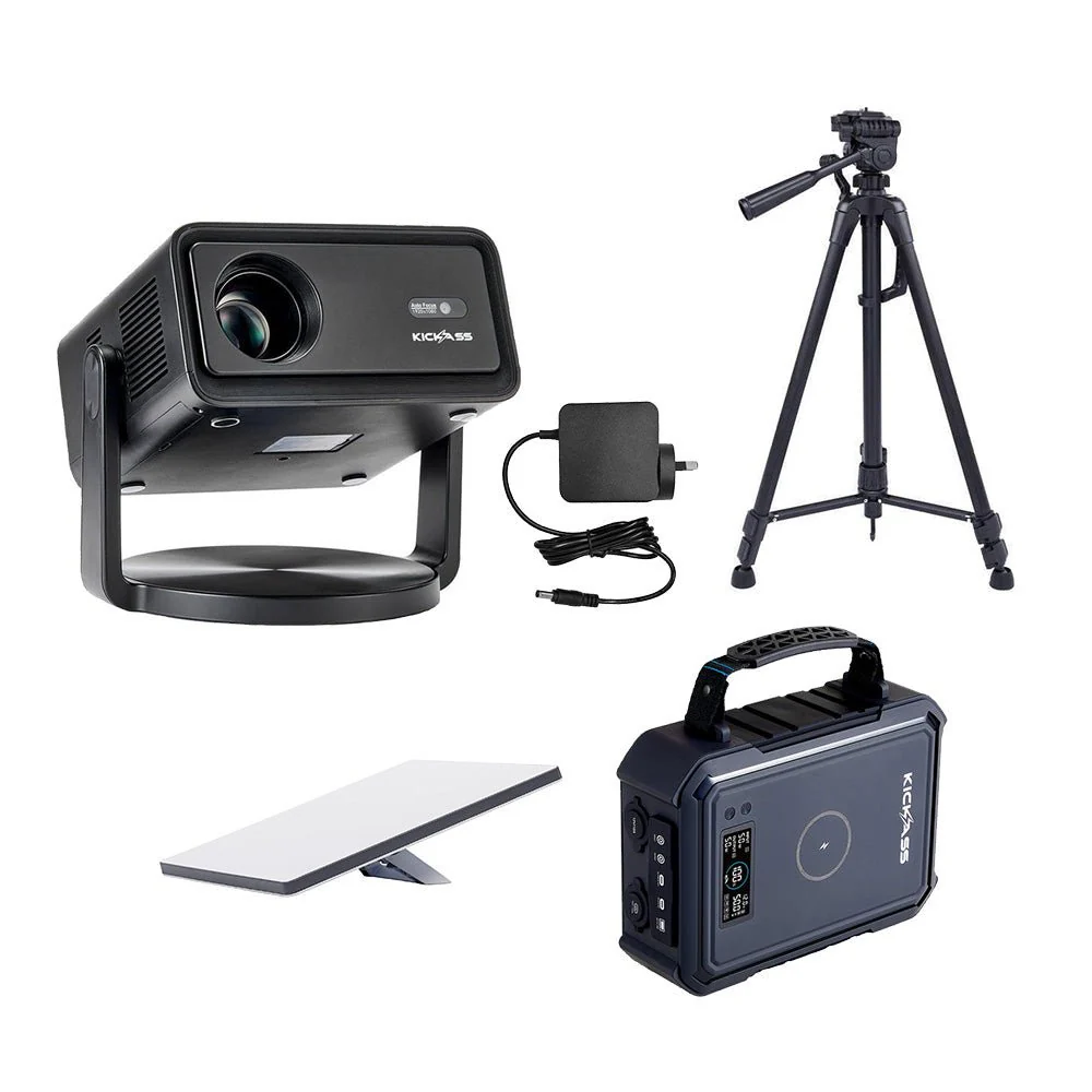 KickAss KickCharge Powerhub Portable Power Pack Bundle with Starlink Mini, Projector & Tripod