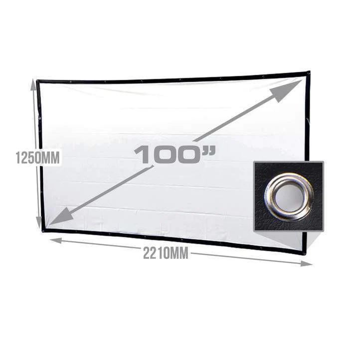 KickAss Portable Outdoor Cinema Projector Screen with Eyelets - 100"