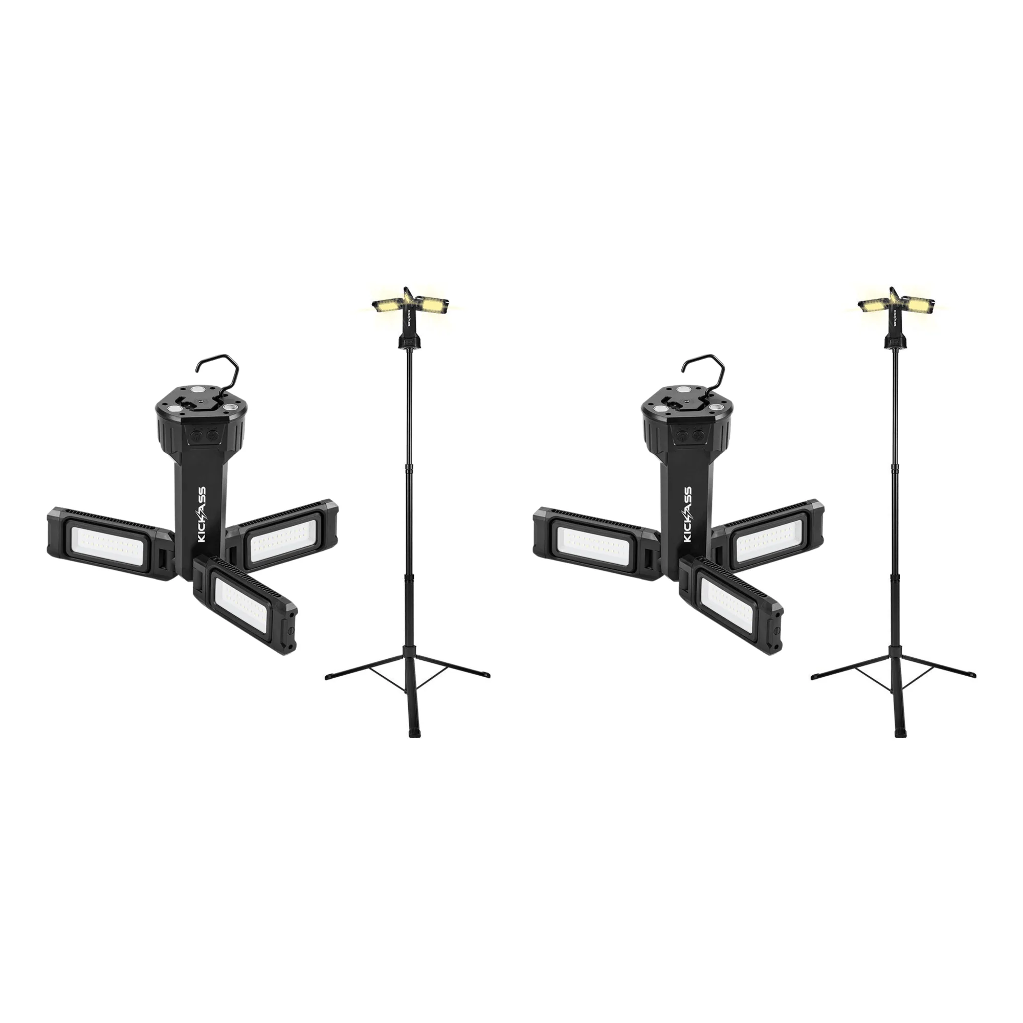 KickAss Rechargeable Tripod Camping  Bundle with 1.7m and 2.2m Tripod Lights